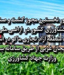 نخستین مجوز کشت و صنعت کشاورزی کشور صادر شد